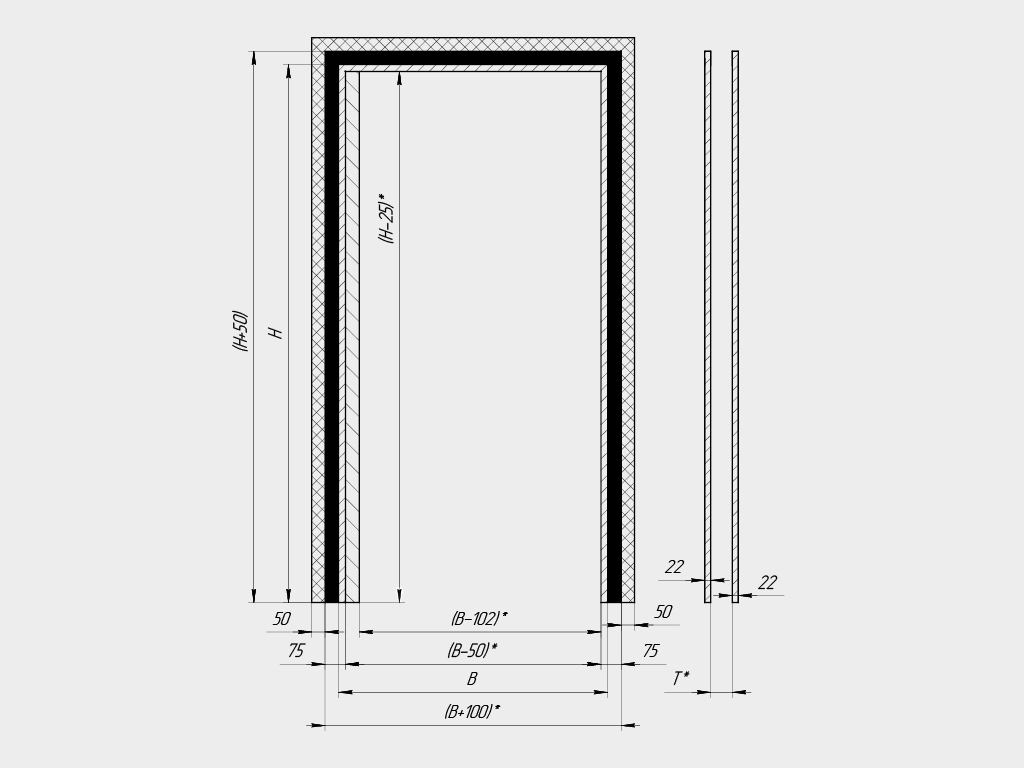 Схема установки Двери маятниковой 1 ств